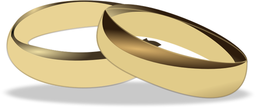 Seni klip emas cincin pernikahan vektor