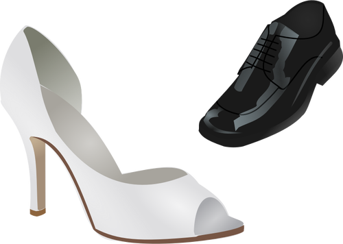 Мужские и женские свадебные туфли векторное изображение