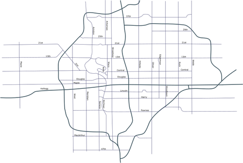 Mapa de ruas de Wichita Kansas