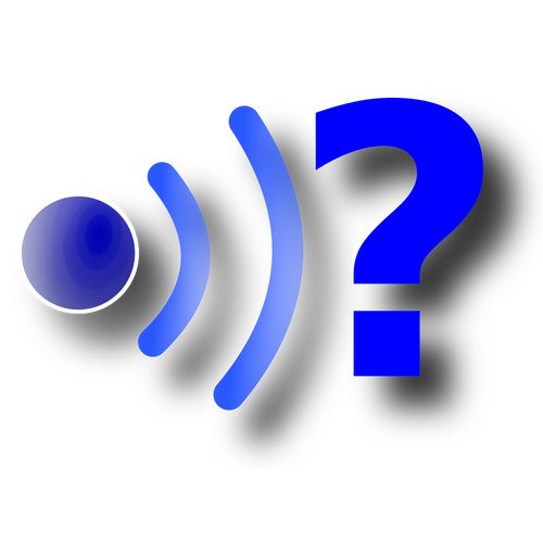 Tegning av trådløst symbol med et spørsmålstegn