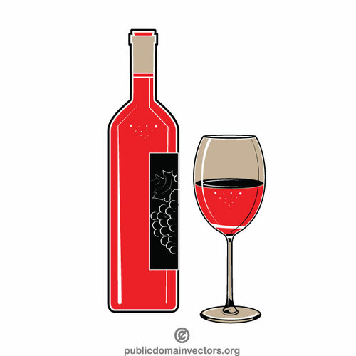 كأس النبيذ وزجاجة