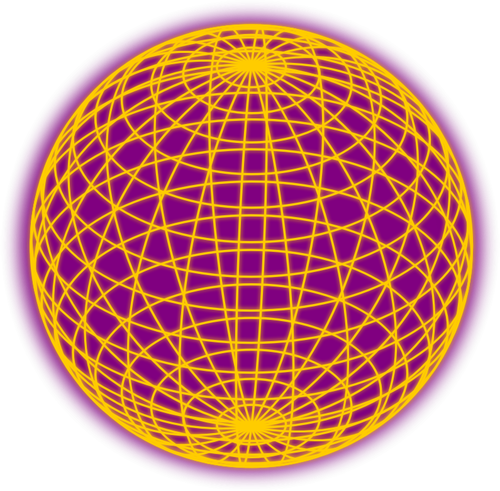 Wired globe geel en paars vector illustraties