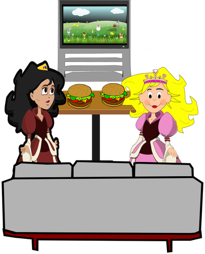 Gadis-gadis hamburger vektor ilustrasi