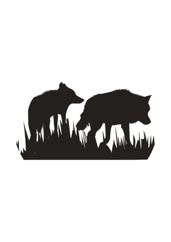 Wolves silhouette vector image