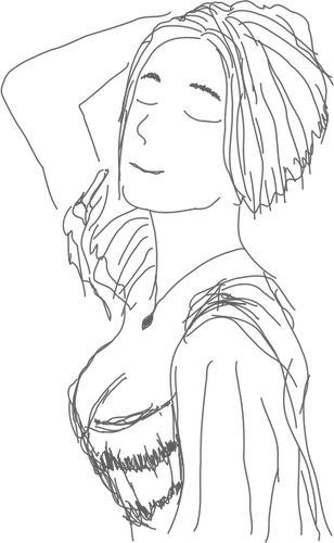 Dibujo de mujer mostrando su hombro vectorial