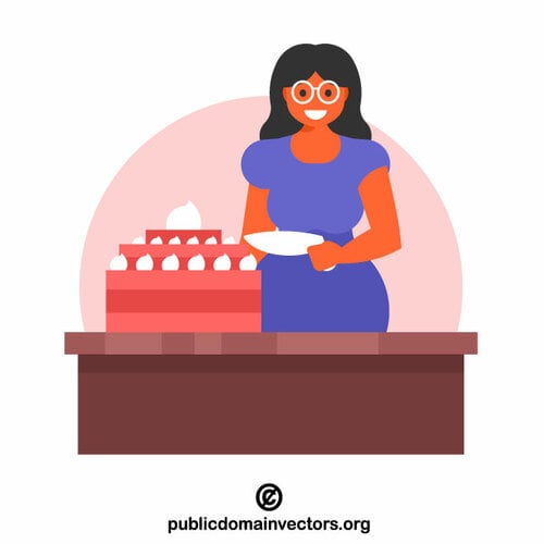 امرأة تصنع الكعكة
