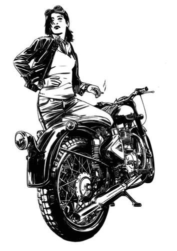 Frau mit Motorrad