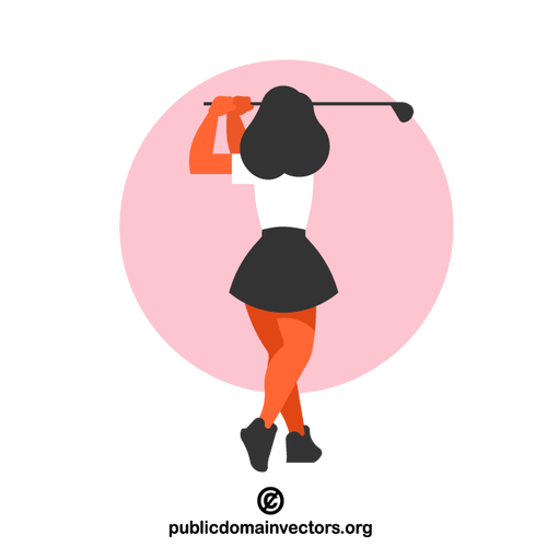 Frau schlägt einen Golfball