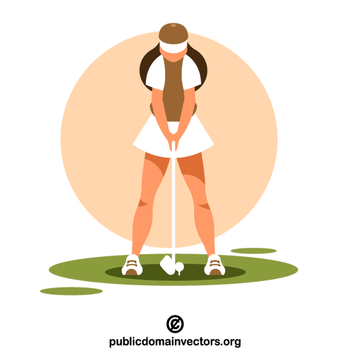 אישה משחקת גולף
