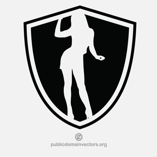 Logotipo do escudo de silhueta feminina