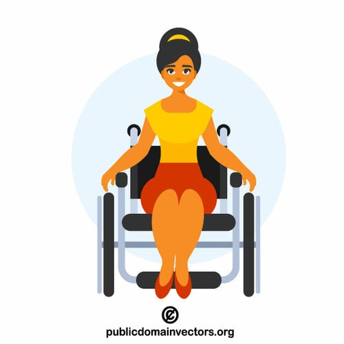 Frau sitzt im Rollstuhl