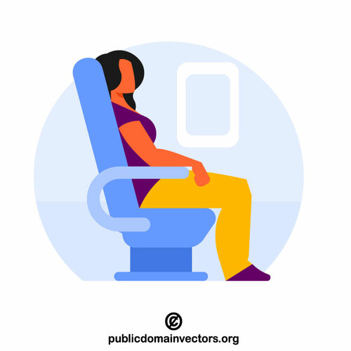 Nainen lentokoneen istuimella