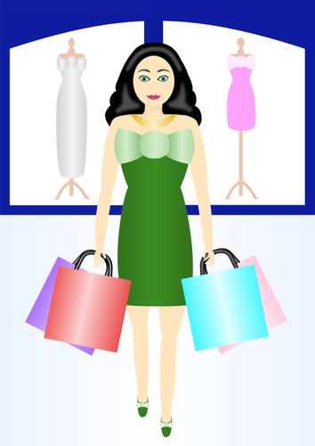 Kadın alışveriş vektör küçük resim