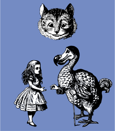 Alice in Wonderland con gato y ganso vector de la imagen