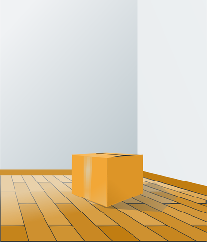Cutie de carton pe o podea de lemn vector ilustrare