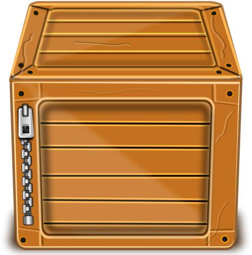 Immagine vettoriale della scatola di legno con cerniera argento