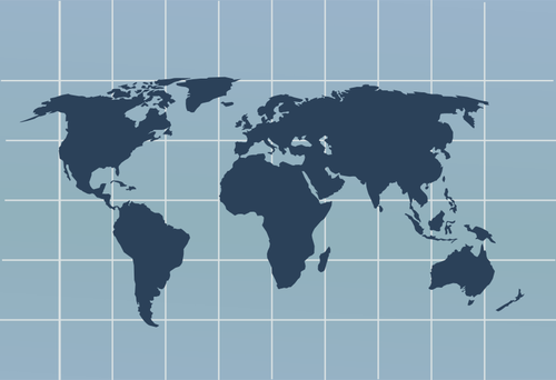 世界地图与网格矢量图像