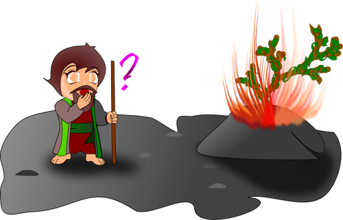 Vektor-Illustration von Moses und der brennende Busch