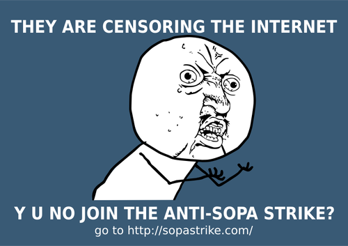 Desenho do cartaz de greve anti-SOPA vetorial