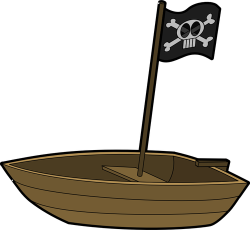 Небольшой пиратский катер с флагом векторная графика