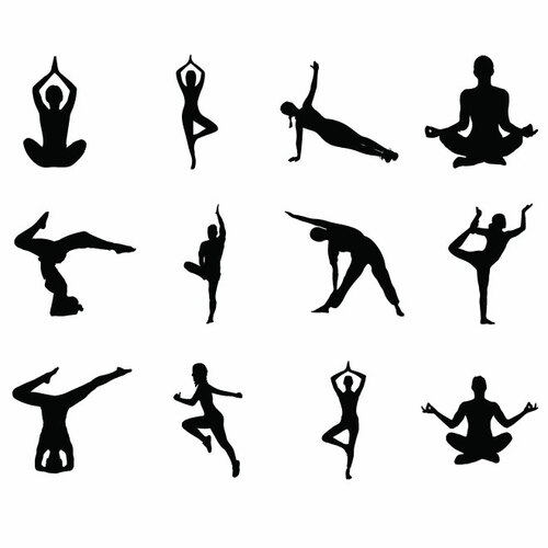 Yoga posisjoner silhuetter