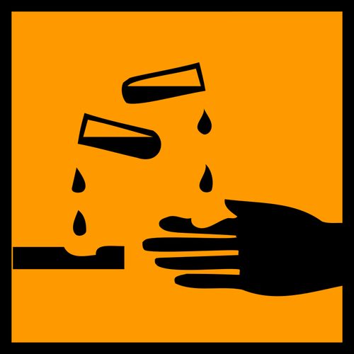 Коррозионная жидкость предупреждающий знак Векторный рисунок