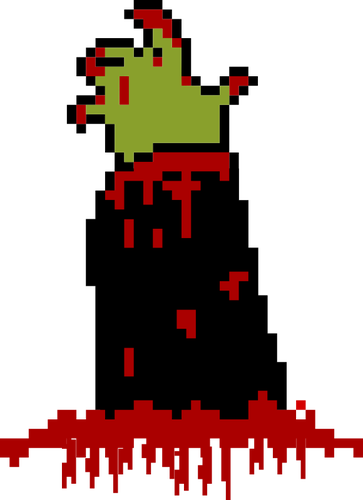 Mano de Zombie en sangre