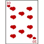 Dziesięć z serca karty wektor clipart