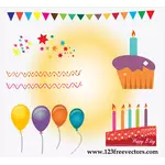 जन्मदिन का केक और गुब्बारे