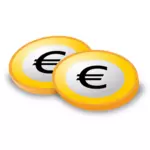 Immagine di vettore di monete con il logo di Euro