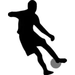 Giocatore di calcio dribbling grafica vettoriale silhouette