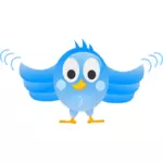 Twitter pájaro con las alas extender ancho dibujo