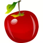 Vektorikuva kiiltävästä punaisesta omenasta, jossa kärki