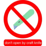 Ikke åpne av craft knife tegn vektor image