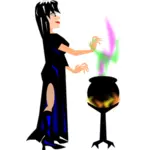 Čarodějnice s kotlem vektorový obrázek