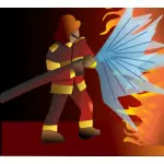 大火事を消火する消防士のベクトル描画