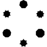 Vektor ilustrasi gambar siluet segi tujuh, octogon dan nonagon