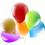 Vektor illustration av sex inredda parti ballonger