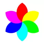 Grafica colorata di vettore fiore 6 petali