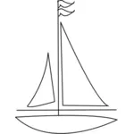 Linje vektorgrafik med segelbåt