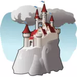 Ilustraţie vectorială de desen animat de constructii pe munte