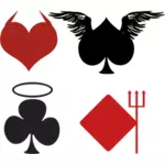 Hrací karty podepisuje andělský a ďábelské vektorové ilustrace