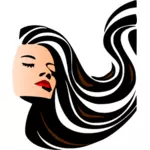 Vektorbild av kvinna med glänsande långt hår