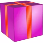 Kotak persegi merah muda dengan pita merah vektor klip seni