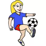 ילדה משחק כדורגל וקטור תמונה
