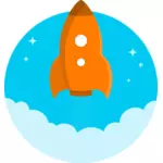 karikatür turuncu roket uçan vektör çizim