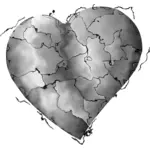 Clip art wektor zniekształcony serca ze stali