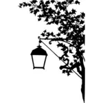 Vintage street lamp silhouette vector illustration