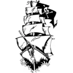 Pirátská loď vektorové ilustrace