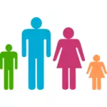 Blauwe man en roze vrouw met kinderen pictogram